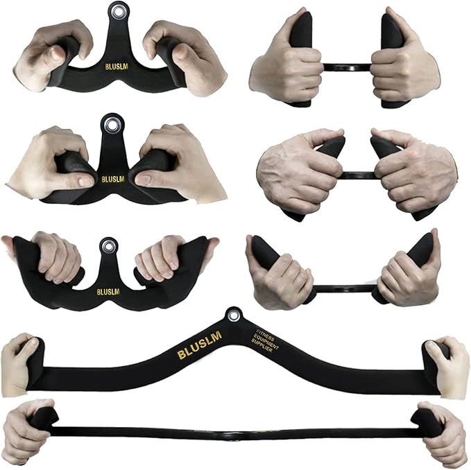 LAT Pull Down Bar for Cable Machine, LAT Pulldown Attachments T Bar V Bar Cable Attachment, Back