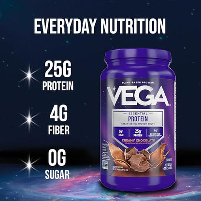 Vega Original Essential Protein - 25g Plant-Based Protein, Creamy Chocolate, 10 Servings, Vegan