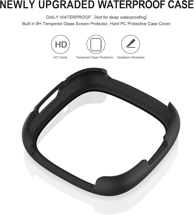 Vancle Case for Fitbit Versa 4 / Fitbit Sense 2, 4-Pack Screen Protector Tempered Glass Full Around