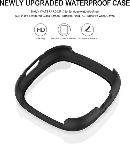 Vancle Case for Fitbit Versa 4 / Fitbit Sense 2, 4-Pack Screen Protector Tempered Glass Full Around