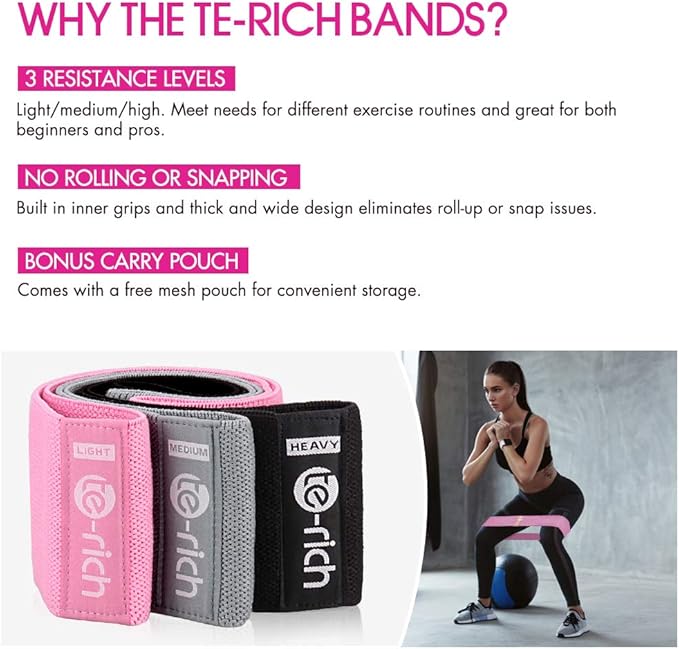 Resistance Bands, Fabric Workout Bands for Women & Men, Cloth Booty Resistance Loop Bands, Thick