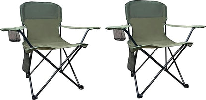 Folding Camping Chair, 225lb Capacity, Includes Cup Holder & Side Storage Bag, 5.5lbs Portable for