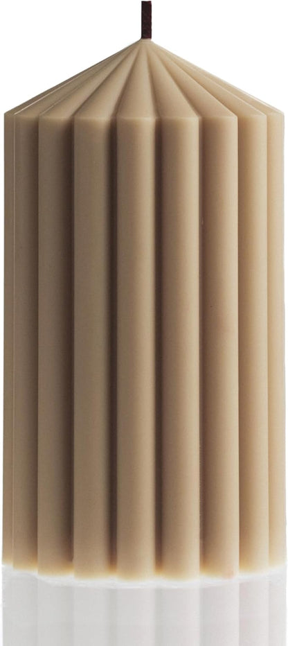 LAWA Ribbed Peak Pillar Candle - Large Beautiful Handmade Pillar Scented Soy Wax Candle Elegant