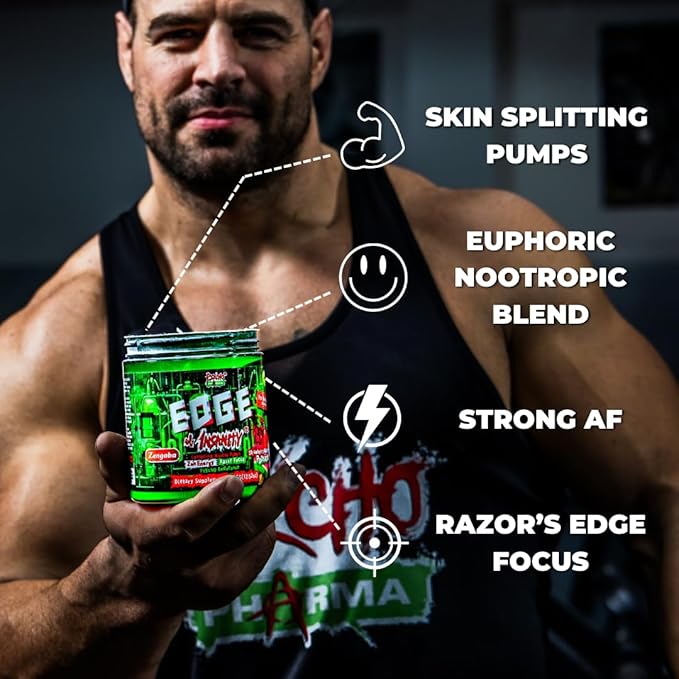 Psycho Pharma Strongest High Stim Preworkout Powder - Edge of Insanity - Most Intense Pre Workout