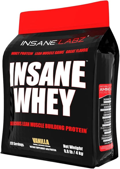 Insane Labz Insane Whey,100% Muscle Building Whey Protein, BCAA Amino Profile, Mass Gainer, Meal