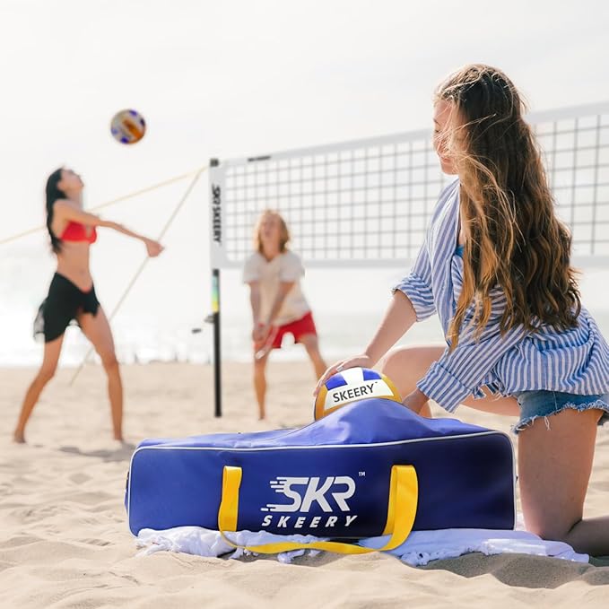 Outdoor Heavy Duty Volleyball Net Set, Anti-Sag Design, Adjustable Aluminum Poles, Portable