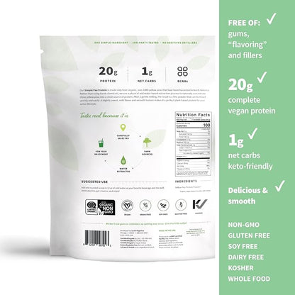 Sprout Living Organic Pea Protein Powder, Unflavored, 20 Grams of Plant Based Organic Protein
