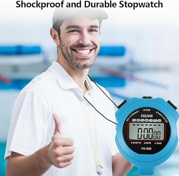 Stopwatch Timer Lap Split Digital Stopwatch with Clock Calendar Alarm, Large Display Stop Watch for