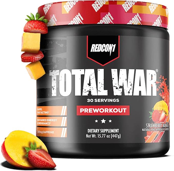 REDCON1 Total War Pre Workout, Strawberry Mango - L Citrulline, Malic Acid, Green Tea Leaf Extract