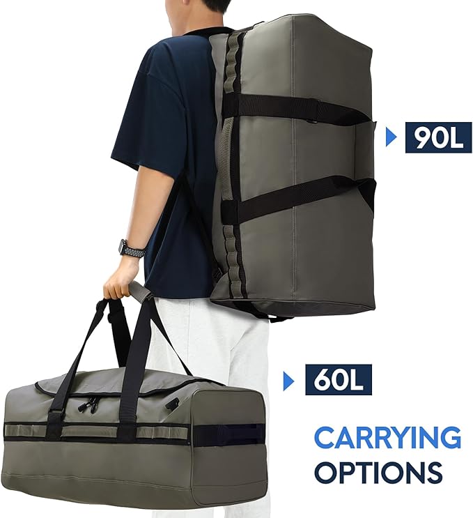 Haimont Large Duffle Bag for Men Women, Convertible Duffel Backpack, Heavy Duty Back Pack for