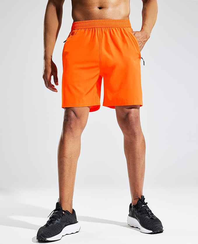 MIER Men's Quick Dry Running Shorts with Zipper Pocket, Elastic Waist Athletic Workout Exercise