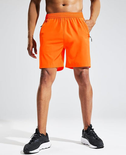MIER Men's Quick Dry Running Shorts with Zipper Pocket, Elastic Waist Athletic Workout Exercise