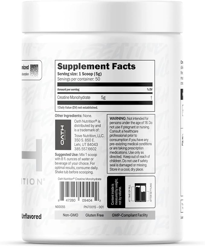 Ultra Micronized Creatine Monohydrate Powder, Unflavored, Gluten Free, Non GMO, Creatine Powder for