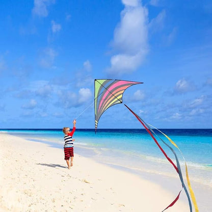 Mint's Colorful Life 60'' Delta Kite With 7.1in Reel Winder, Easy Flying & String Spool for Kids &