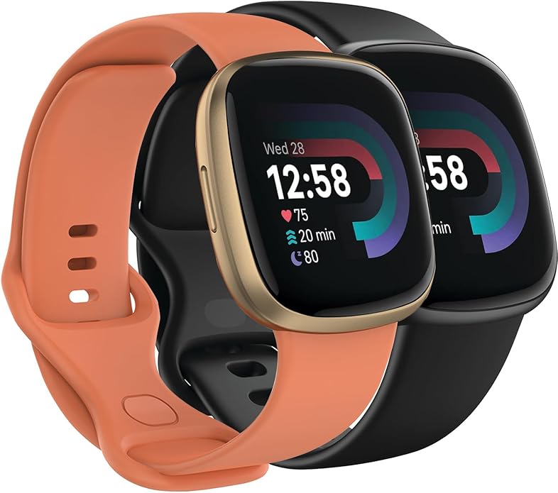 Compatible with Fitbit Versa 4 / Fitbit Versa 3 / Fitbit Sense/Sense 2 Bands, Soft Silicone