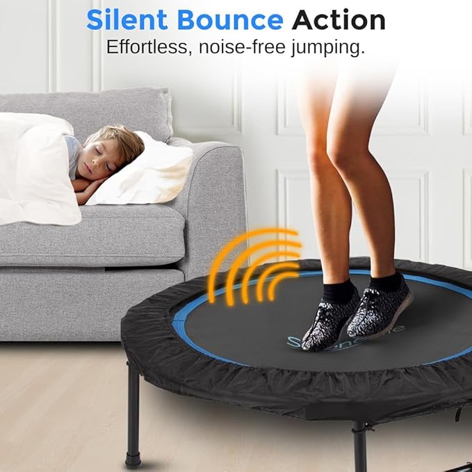 SereneLife 40"/50" Mini Trampoline for Adults - 450/550LBS Fitness Trampoline with Reinforced