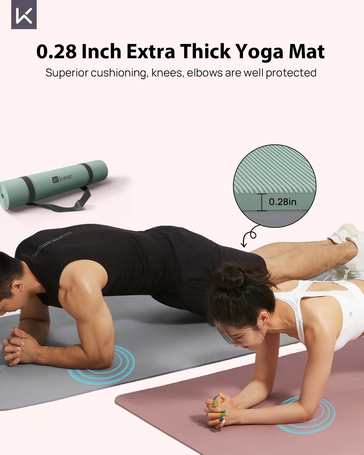 KEEP Non-Slip Large Yoga Mat,Extra Long and Wide Exercise & Fitness Mat( 72"Lx32"Wx7mm Thick) with