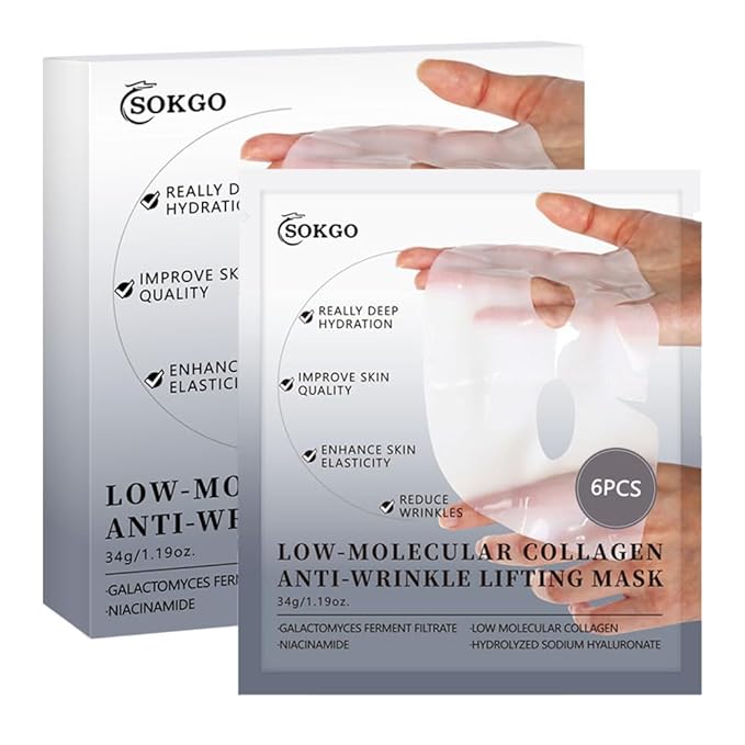 Low Molecular Weight Collagen Overnight Hydrogel Mask, Enhances Skin Elasticity, Reduces Pores