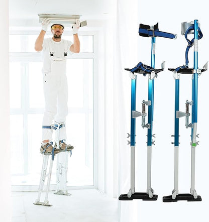 36"-50" Black Drywall Stilts Aluminum Tool Stilt with Protective Knee Pads Portabl Adjustable For