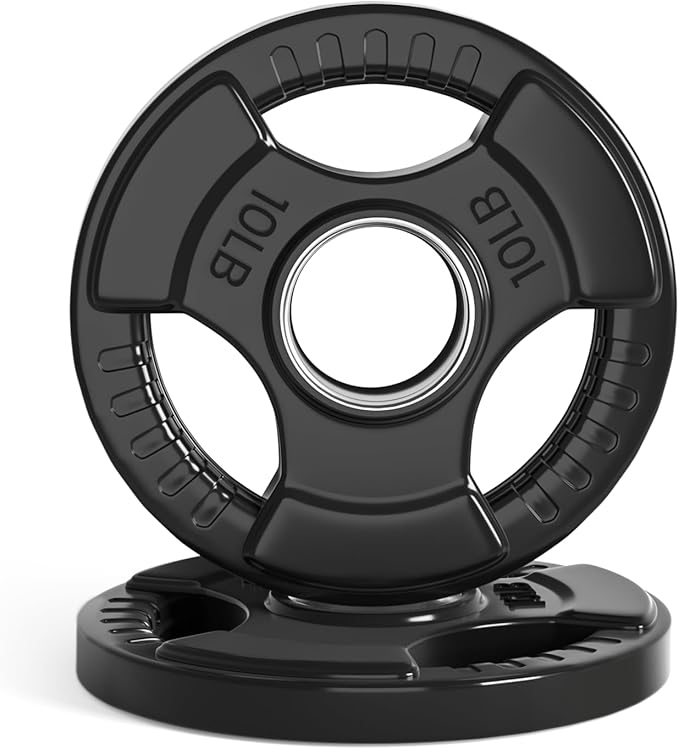 LIONSCOOL 2-Inch Rubber Olympic Grip Weight Plates for Strength Training, Weightlifting, Solid Cast