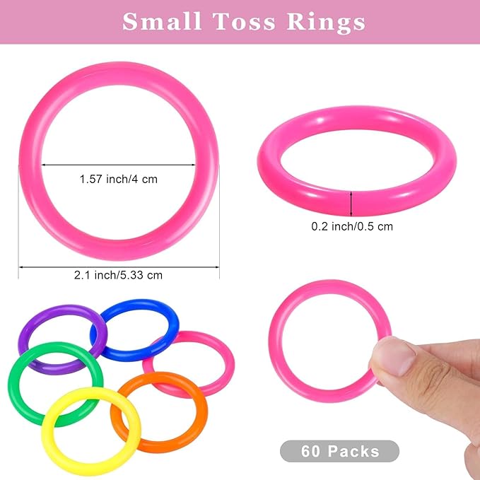 Aodaer 60 Pack Ring Toss Rings Plastic Carnival Rings 2.1 Inch for Carnival Party Favors Bottles