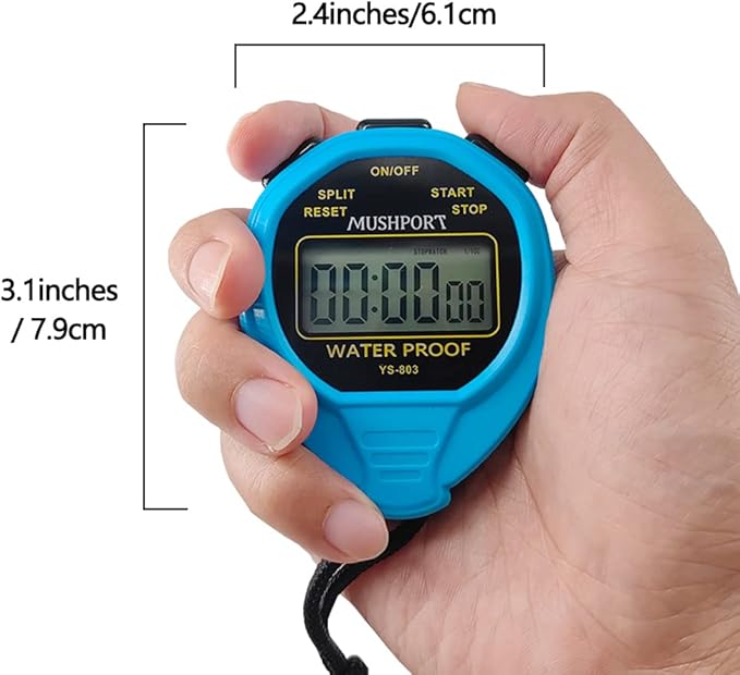 Waterproof Stopwatch Timer Only Stopwatch Mode, ON/Off Silent Simple Operation, Without Clock Date