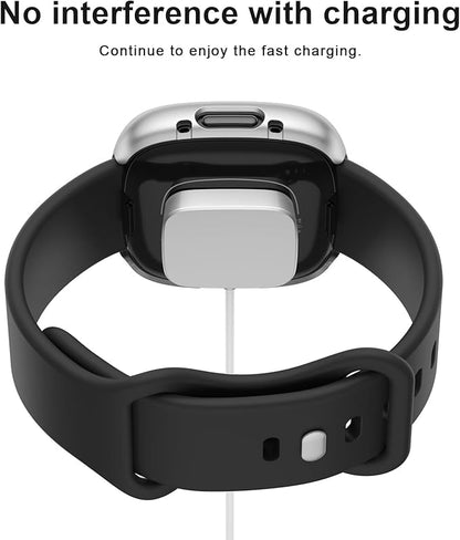 Vancle Case for Fitbit Versa 4 / Fitbit Sense 2, 4-Pack Screen Protector Tempered Glass Full Around