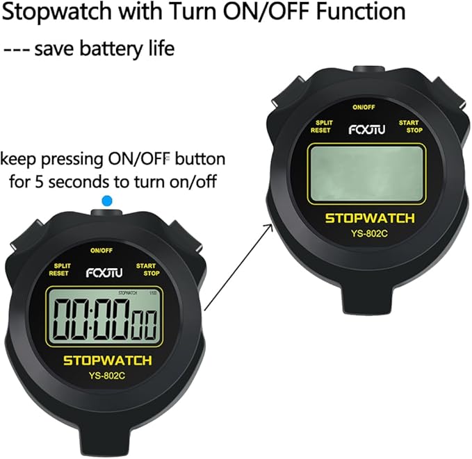 FCXJTU Digital Simple Stopwatch Timer, No Bells, No Alarm, Simple Basic Operation, Silent, Clear