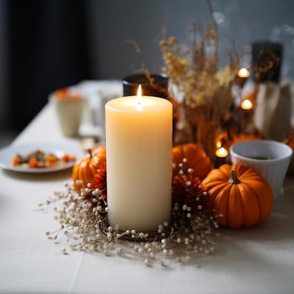 Set of 12 Ivory Pillar Candles - 2.8x6 inch Hand-Poured Large Pillar Candle | 75 Hours Burn Time |