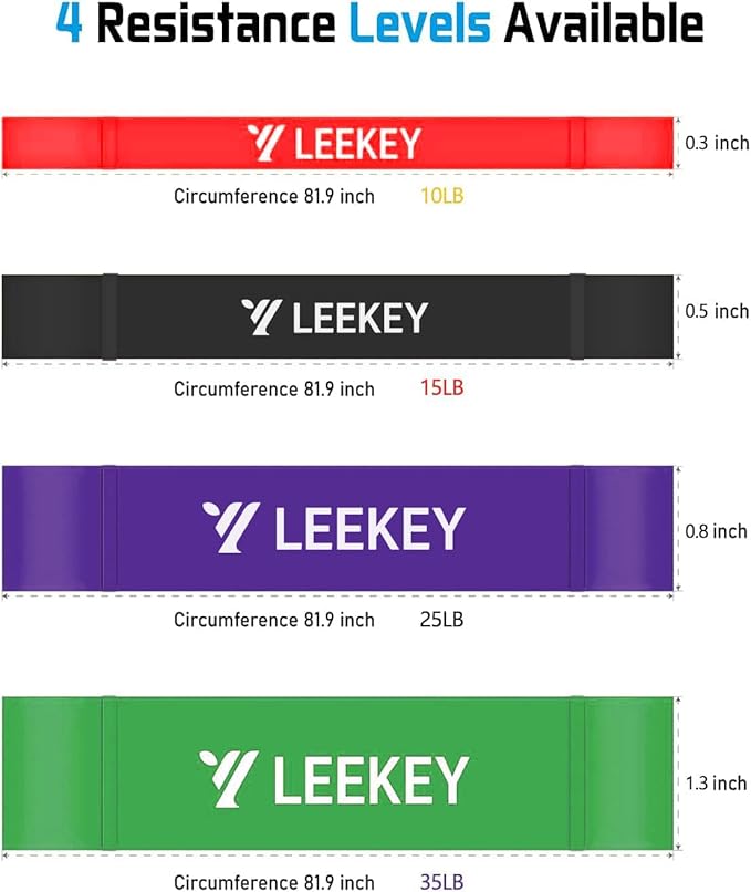 LEEKEY Resistance Bands Set for Pull-Up Assistance & Full-Body Training, Multi-Level Exercise Bands