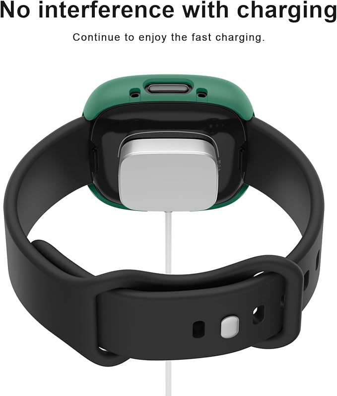 Vancle Case for Fitbit Versa 4 / Fitbit Sense 2, 4-Pack Screen Protector Tempered Glass Full Around