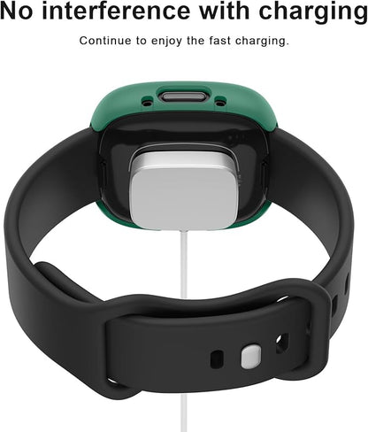 Vancle Case for Fitbit Versa 4 / Fitbit Sense 2, 4-Pack Screen Protector Tempered Glass Full Around