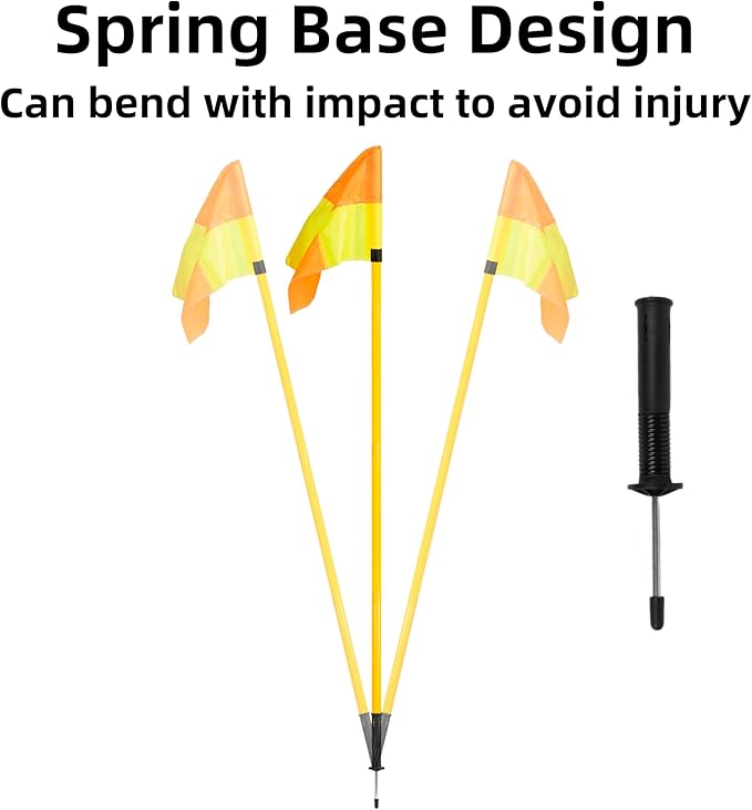 Soccer Corner Flags Set of 4 for Soccer Field, Adjustable Spring Loaded Soccer Flags Agility