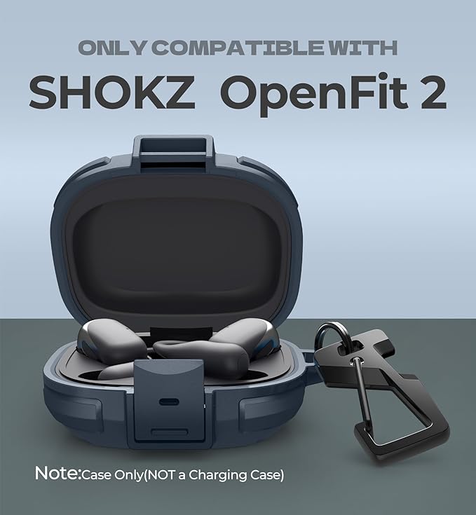 Dexnor for Shokz OpenFit 2 Case with Drop-Proof Lock, Shockproof Rugged Bumper Cases Protective