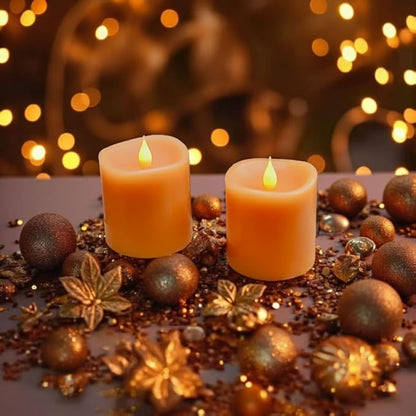 Fall Flameless LED Candles 3 inch Diameter Real Wax 2AA Battery Operated 600hr+ Flickering Candles