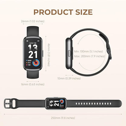 Health Fitness Tracker Smart Watch with 24/7 Heart Rate, Blood Oxygen, Sleep Tracker, Pedometer, 3