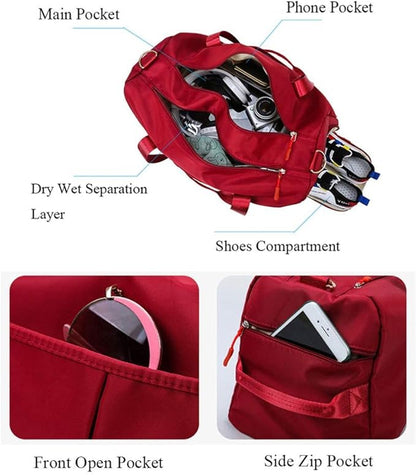 KARRESLY Sports Gym Bag for Women or Men Travel Duffel Bag with Wet Pocket and Shoes Compartment