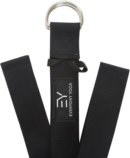 Everyday Yoga Super Strong Strap with Metal D-ring Buckle - Improve Flexibility, Stretching, and