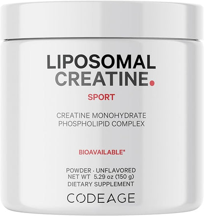 Codeage Liposomal Creatine Powder Supplement, Pure Creatine Monohydrate 5000mg, Pre Workout & Post