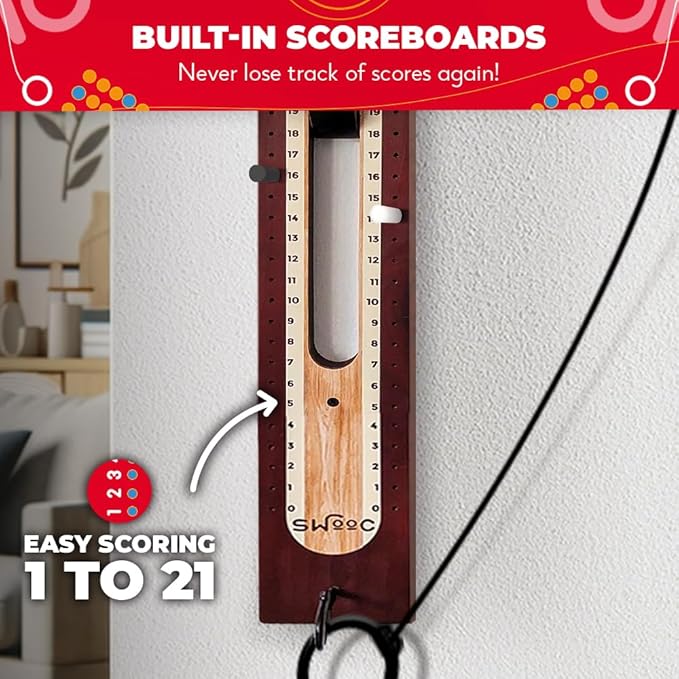 SWOOC Games - Hideaway Hook and Ring Game On A String - Weather Resistant & Easy Setup - Man Cave