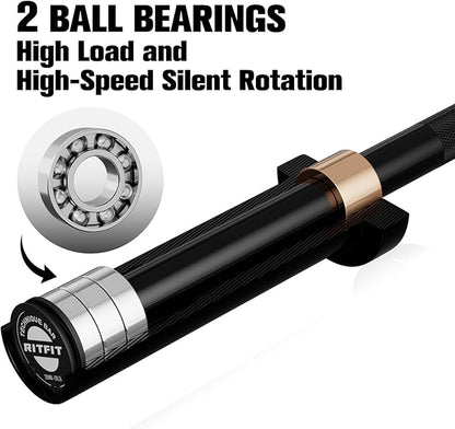 RITFIT Olympic Barbell 4ft/4.8ft/6ft - 2 Inch Weight Bar for Strength Training, Weightlifting
