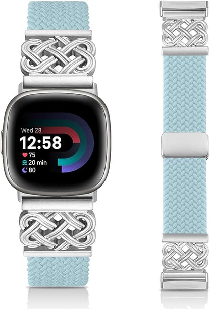 Braided Band Compatible with Fitbit Versa 4 Bands for Woman/Versa 3/Sense 1/Sense 2 Band, Magnetic