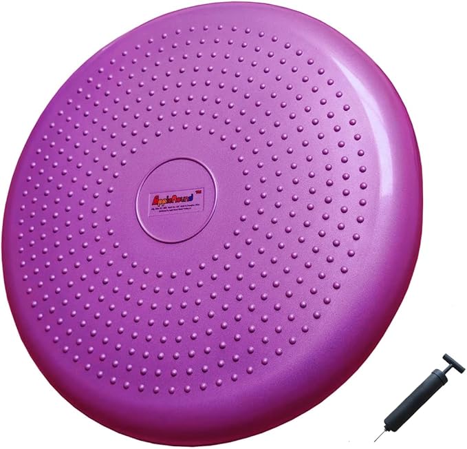 AppleRound Inflated Wobble Cushion with Hand Pump, Air Stability Board (Extra Thick), Core Balance