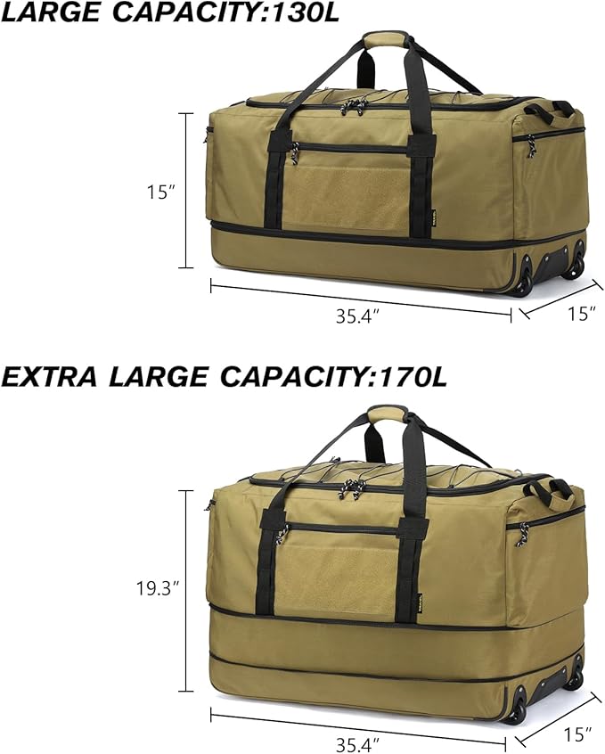 Laripwit Collapsible Duffle Bag with Wheels 130-170L Extra Large Expandable Travel Duffel Bag for