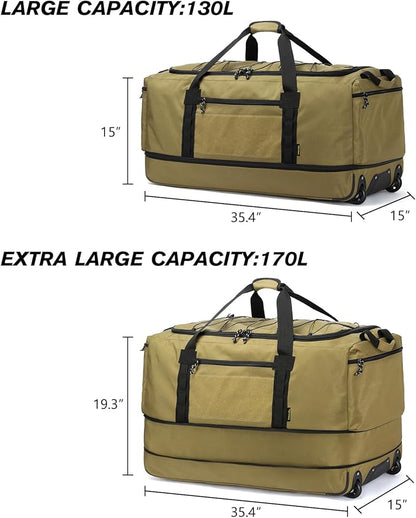 Laripwit Collapsible Duffle Bag with Wheels 130-170L Extra Large Expandable Travel Duffel Bag for