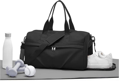 Gym Bag for Women Men with Shoe Compartment, Sport Duffel Bag, Waterproof Travel Weekender