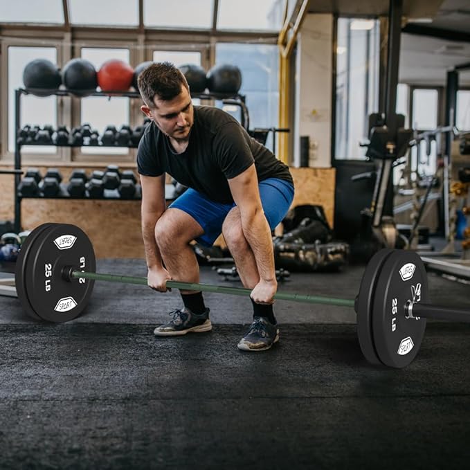 7FT Olympic Barbell Bar with Weight Plate Set Combo, Solid Olympic Bar with Bearings, 700Lbs