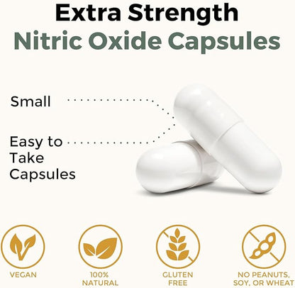 Nitric Oxide Supplement for Men - Precursor and Phytonutrient Blend for Energy, Oxygenation, and