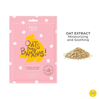 FACETORY K Beauty Face Mask Skin Care - OATS MY BANANAS CALMING Sheet Mask with Oat Extract | Milky