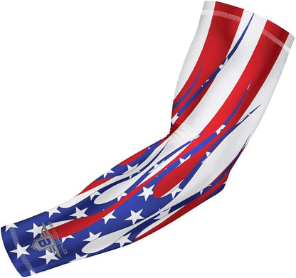 Bucwild Sports Flag Compression Arm Sleeve - Perfect for Baseball Basketball Football - Youth &